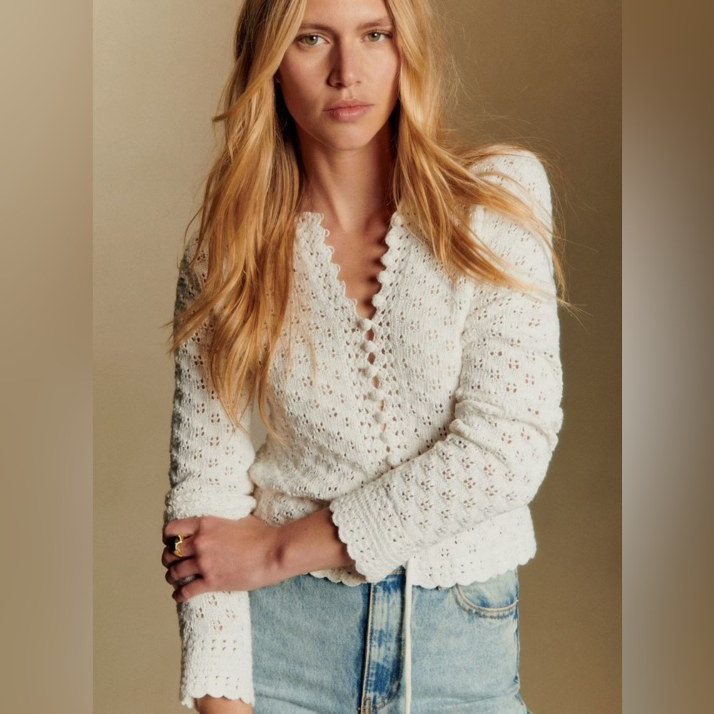 NWOT Sezane White Martie Cardigan